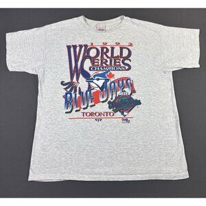 Rare Vintage 90s Toronto Blue Jays MLB 1992 World Series Baseball Chalk Line XL